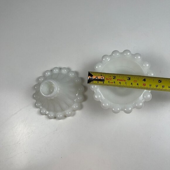 Vintage Anchor Hocking Berwick Boopie pair candlestick holder Milk Glass white - Picture 6 of 7